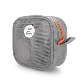 DOB SECHS Small Mesh Makeup Bag for Purse Thickened Square Mesh Cosmetic Bags with Colored Zipper for Women, Cute Mini Toiletry Pouch for Travel, Daily Accessories Organizer Pencil Case, Grey