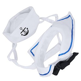 BRDI Disfraces de Marinero para Perros, Disfraz de Marinero Ajustable, Capa de algodón Transpirable con Gorro de Corbata para decoración navideña para Fotos conmemorativas de Halloween