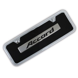 Au-TOMOTIVE GOLD Name Badge On Mini License Plate + Frame for Honda Accord (Black)