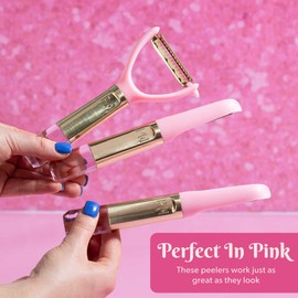 Paris Hilton - Juego de peladores de 3 piezas con mango en forma de joya rosa, apto para lavaplatos, utensilios y utensilios de cocina, rosa y dorado
