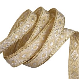 GXFCYA - Cinta de jacquard con bordado étnico clásico, 12 mm, 10 yardas, beige