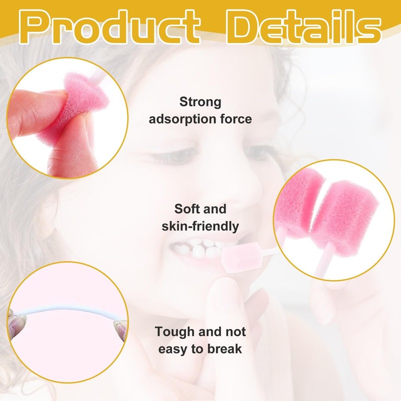 50 PcsOral Swabs – Soft Foam Mouth Swabs for Gentle