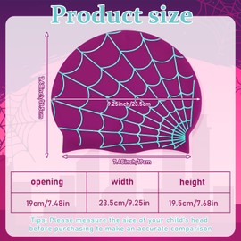 Yearntown 2 Pack Swim Caps and Earplugs for Kids Purple Spider Web Cover Ears Waterproof Silicone Swimming Cap and Earplugs Set for Girls Boys Teens Toddler Aged 3-15, for Long and Short Hair