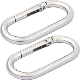 Isslly 2Pcs Oval Carabiner Keyring Clip, Silver Heavy Duty Snap Spring Carabiner Clip, Small Metal O Ring Buckle Clasp Strap Rings for Crafts, Purse, Bag Straps - 1.97 × 0.94 Inch