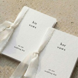 Engrowtic 2 Set Wedding Vow Books Her His Vows Elegant Wedding Books with Ribbons A6 Pocket Size Vow Journals for Bridal Shower, Engagement Keepsake(White)