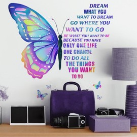 Large Butterfly Wall Stickers Room Decor for Teen Girls Inspirational Quotes Kids Wall Decal for Bedroom Family Motivational Wall Art Stickers Transfer - Peel and Stick - for Living Room Wall Decor