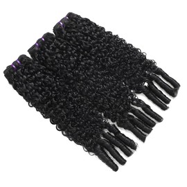 Premium 12A Burmese Curly Bundles 16 18 20 100% Raw Human Hair with Spiral Ends Natural Black Color Quick Weave Hair Bundles