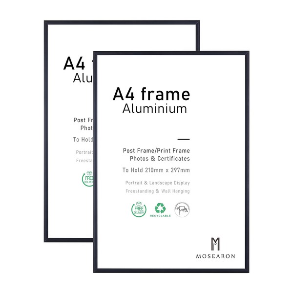 A4 Photo Frame,2 Pack-21x30cm Black Picture Frame,Certificate Frame for Wall