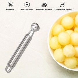 6 PCS Melon Baller Scoop, Round Melon Balls Fruit Baller Scoop Melon Baller Scoop Stainless Steel Melon Baller Melon Scoop Double Scoop Ice Cream Cone Double Dessert Scoop for Fruit Ice Cream