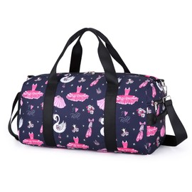 Dance Bag Girls Gymnastics Duffle Bag with Shoe Compartments, Pink Ballet Sports Travel Overnight Weekender Sleepover Carry On Bag for Teens