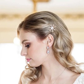 Cimenexe Bohemian Metal Flower Pearl Hair Pin Vintage Pearl Hair Clip Pin Crystal Flower Hairpins Clips Gold Pearl Flower Hair Barrette Headwear Metallic Decorative Hair Accessories Jewelry for Women