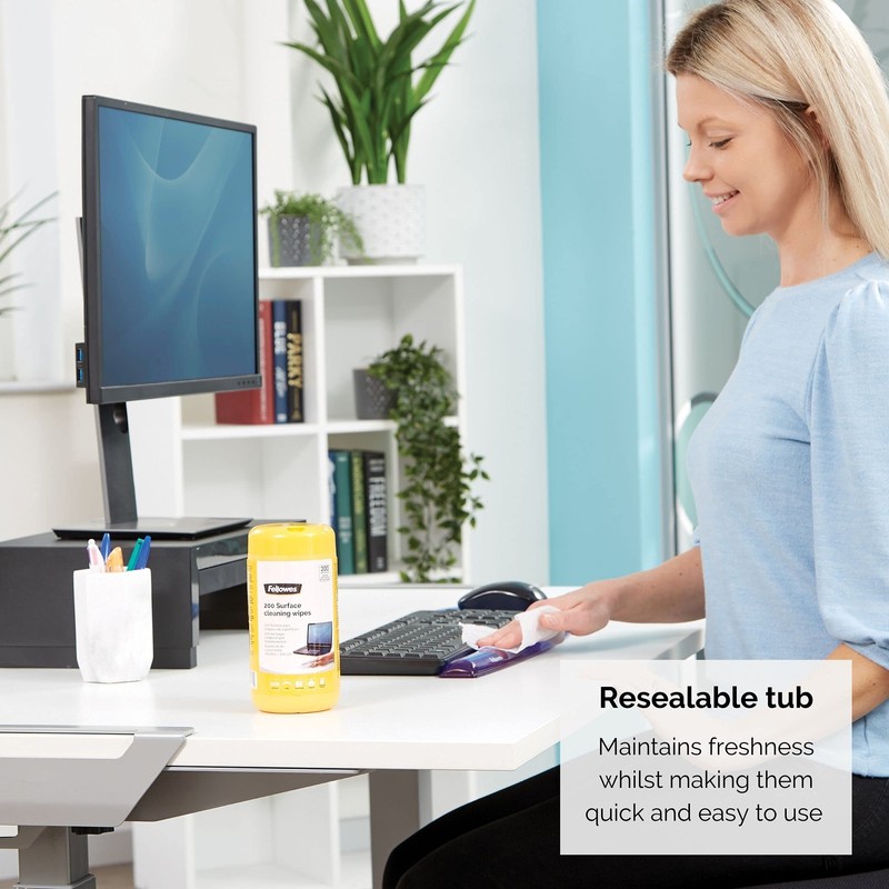 Fellowes Performance 200 Surface Cleaning Wipes Tub for Home and