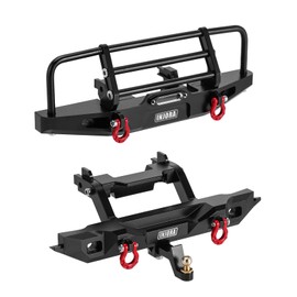 INJORA Front and Rear Bumper - CNC Aluminium Bumper with Light for 1/18 RC Crawler TRX4M Defender Upgrade