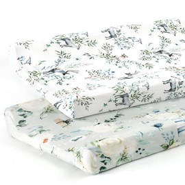 GRSSDER Stretch Ultra Soft Jersey Knit Changing Pad Cover Set 2 Pack, Change Table Pad Covers Fit 32"/34" x 16" Pads Safe and Snug, Pretty Pattern for Boys and Girls