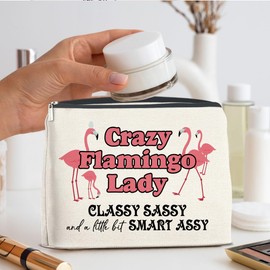 Nurawo Funny Flamingo Gifts Makeup Bag Cosmetic Bags for Women Flamingo Lover Gifts Makeup Pouch With Zipper Travel Toiletry Organizer Bag