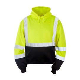 Kishigo Men's High Visibility Reflective Pullover Hoodie JS154, Polyester, ANSI 107 Type R/Class 3, Construction, Roadwork, Traffic, Warehouse, Utility, Security, Event, Outdoor (Lime, M)