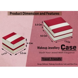 atorakushon Velvet 2 Ring Box With 2 Earring Box Jewelry Organizer Storage Case For Travel Wedding Engagement Ring Box Fit for Women Girl Red