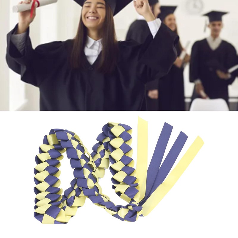 2Pcs Ribbon Leis Double Braided Necklace Graduation Congrats Accessory for