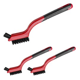 ZIMISI 3PCS Nylon Car Cleaning Brush Set, Universal Small Cleaning Wire Brushes, Deep Rust Removal Tools with Curved Handle Grip for Scrubbing Dirt, Paint (Nylon)