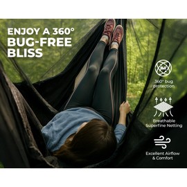 Foxelli XL Hammock Net – 12ft Net for Hammocks, Lightweight Portable Hammock Netting, Fast and Easy Set Up, Fits All Camping Hammocks