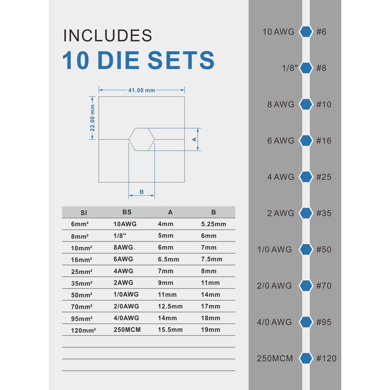 AMZCNC 12 Ton Hydraulic Wire Crimper Battery Cable Lug Terminal