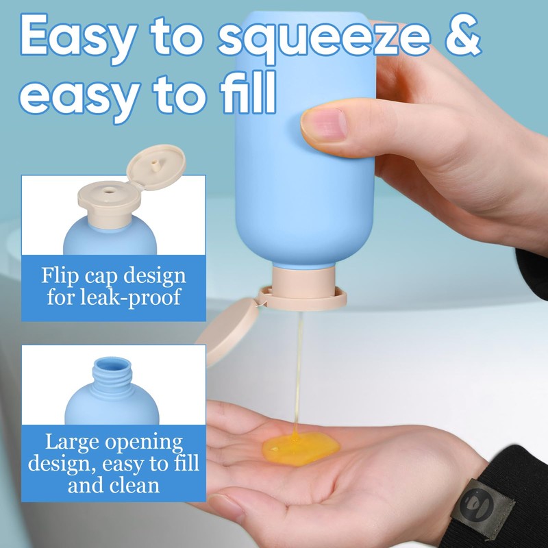 Travel Shampoo Bottle, Empty Plastic Squeeze Bottles 6.8 oz with