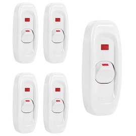 Pack of 5 Cord Switch Intermediate Switch Light Switch Device Switch On/Off Button Inline Cable Switch Wire Switch with LED Display for Table Lamp Desk Bed Lamp AC 250 V 10 A (White)