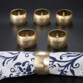 Round Alloy Napkin Rings Napkin Holder for Restaurant Commercial Hotel Wedding Table Decoration Gold Set of 6