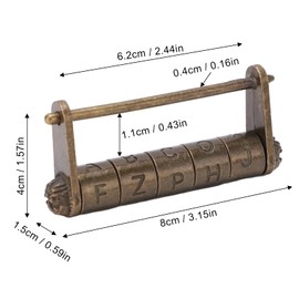 Vintage Password Lock, Zinc Alloy Vintage Combination Password Lock Letter Padlock Antique Decorative Locks for Box Cabinet Furniture Trunk Suitcase