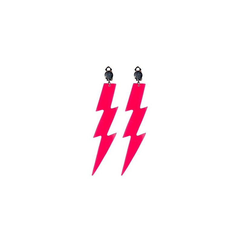 WIcked Cosutmes Adult 80's Neon Pink Lightning Clip On Earings