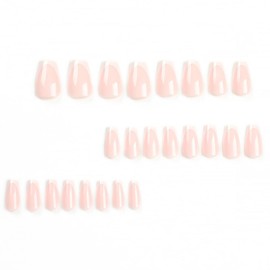 WAFOLOZE Medium Press on Nails, Nails Press on Square Fake/False Nails with White French Tip Nails Press ons Designs Gloss Acrylic Artificial Nails Stick on Nails for Women 24pcs