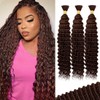 Chocolate Brown Human Braiding Hair - Deep Water Wave, 100g,