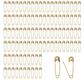 DBOO 100 Pieces Safety Pins - Mini Pins 18mm Brass Metal Sewing Art Craft Size Tiny Tag Dress Pin (Gold)