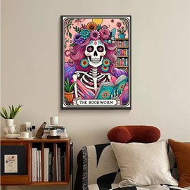 UCVJXDEM Skull Diamond Art Kits for Adults, 5D Skull Skeleton Diamond Painting Kits for Beginners,DIY Full Drill Diamond Dots Gem Art and Crafts, Home Wall Decor 12x16inch