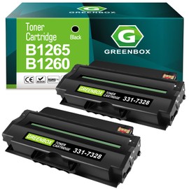 GREENBOX Compatible 1260 High Yield Black Toner Cartridge Replacement for Dell 1260 1265 331-7328 for B1260dn B1265dfw B1260 B1265dn B1265dnf Printer (2,500 Pages, 2 Black)