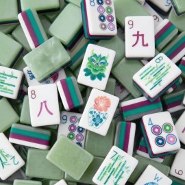 Custom Pattern Acrylic Mahjong Games Tiles 160 Tiles Singapore American Malaysia Western Entertainment Mahjong TilesColor: 39-yellow-brown