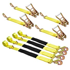 Ratchet Tie Down Straps by Stay There - 2 Inch x 114 Inch, 4 Pack with Snap Hooks- Classic Yellow- 10000lb Guaranteed Break Strength