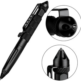 Lelukee Tungsten Steel Survival Tactical Writing Pen with Conical Pen for Hunting Hiking Camping,Gray,Pack of 2