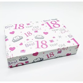 2 Sheets 18th Birthday Wrapping Paper Age 18 Birthday Pink Gift Wrap Female (AWU)