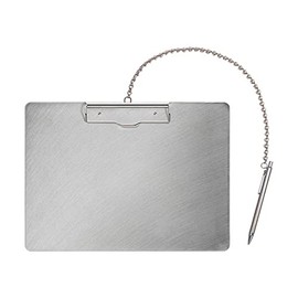 Nakakin SC-A4S-P Stainless Steel Binder with Horizontal Chain and Pen