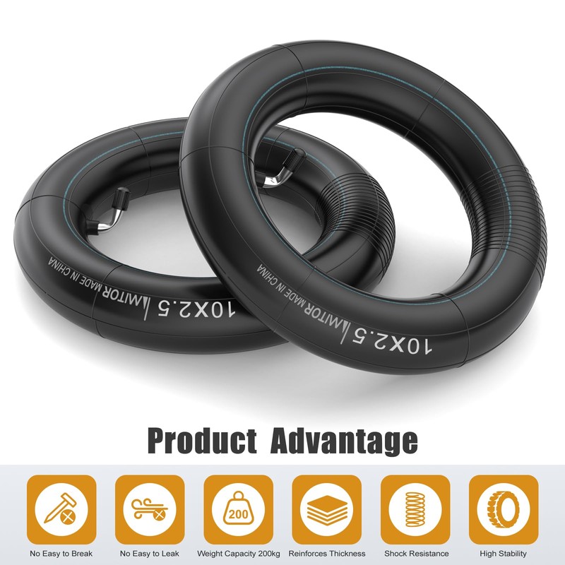 Amitor 2 Pack 10x2.5 Inner Tubes with 2 Tyre Levers,