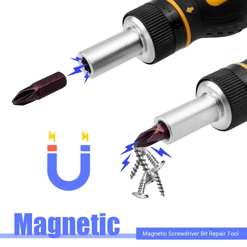 FyMosem 9-in-1 Ratchet Multi Screwdriver, Stubby Ratcheting Screwdriver Mini Multi-Bit