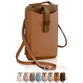 Encore Smartphone Shoulder Bag, Ultra Lightweight 4.6 oz (130 g), Bi-Color, Smartphone Pouch, Shoulder Bag, Smartphone Pochette, Lightweight, Leather, Women's Pouch, Eco Leather, Diagonal, Vertical, L-Shaped Slim, Thin (Camel x Dark Brown)