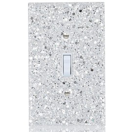 YNQIZKI Silver Shining Light Switch or Outlet Covers - Sparkling Mirror Finish for Girls Room,Wall Decor - 1-Gang Rocker 5.10''x3.15''