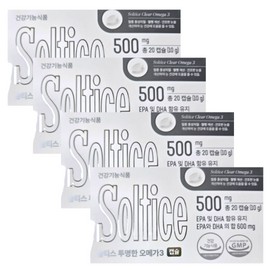 Soltis Transparent Omega-3 500mg x 20 capsules x 4 boxes, 40-day supply / 솔티스 투명한 오메가3 500mg x 20캡슐 x 4박스 40일분