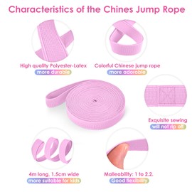 Cikyner Gummitwist Kinder，Hüpfgummi 4m lang 1.5cm weit Gummi Twist mit Anleitung Polyester-Latex Gummiband für Kinder Hüpfspiele drinnen und draußen, Mädchen & Jungs