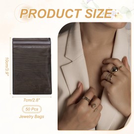 uxcell 50pcs Clear PVC Jewelry Storage Bags Plastic, 2.8" x 3.9" PVC Transparent Lock Bag Plastic Bag with Zipper Closure for Rings Earrings Bracelet Storage Display, Deep Wooden Grain