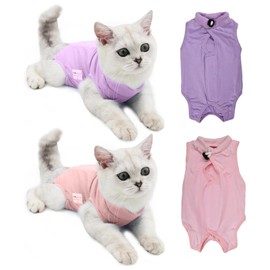 CZAYEFNH Cat Recovery Suit，2 PCS Cat Professional Surgical Recovery Suit for Abdominal Wounds Skin Diseases, After Surgery Wear, E-Collar Alternative for Cats