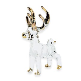 WitnyStore Tiny 2¾" Clear Gold Standing Deer Figurine - Miniature Hand Blown Painted Glass Deers Stag Hart Doe Fawn Reindeer Wildlife Animals Cute Crystal Decorative Collectible Figurines Décor Gifts