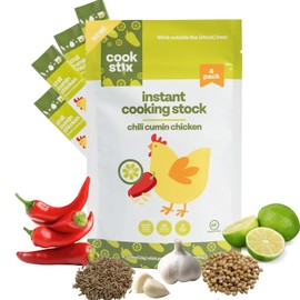 Cookstix Chili Cumin Lime Chicken Stock Sticks – Clean-Label Alternative to Bouillon Powder – No Sugar Added, Low Sodium, No Additives – Dehydrated Chicken Broth for Soups, Gravy, Cooking – 4 Pack